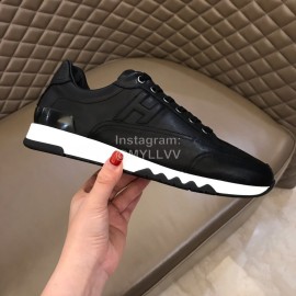 Hermes Summer Leather Casual Sneakers For Men Black
