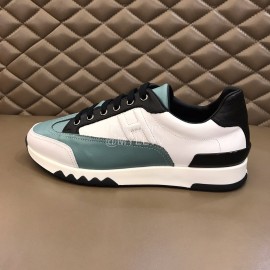 Hermes Summer Leather Casual Sneakers For Men Green