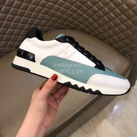 Hermes Summer Leather Casual Sneakers For Men Green