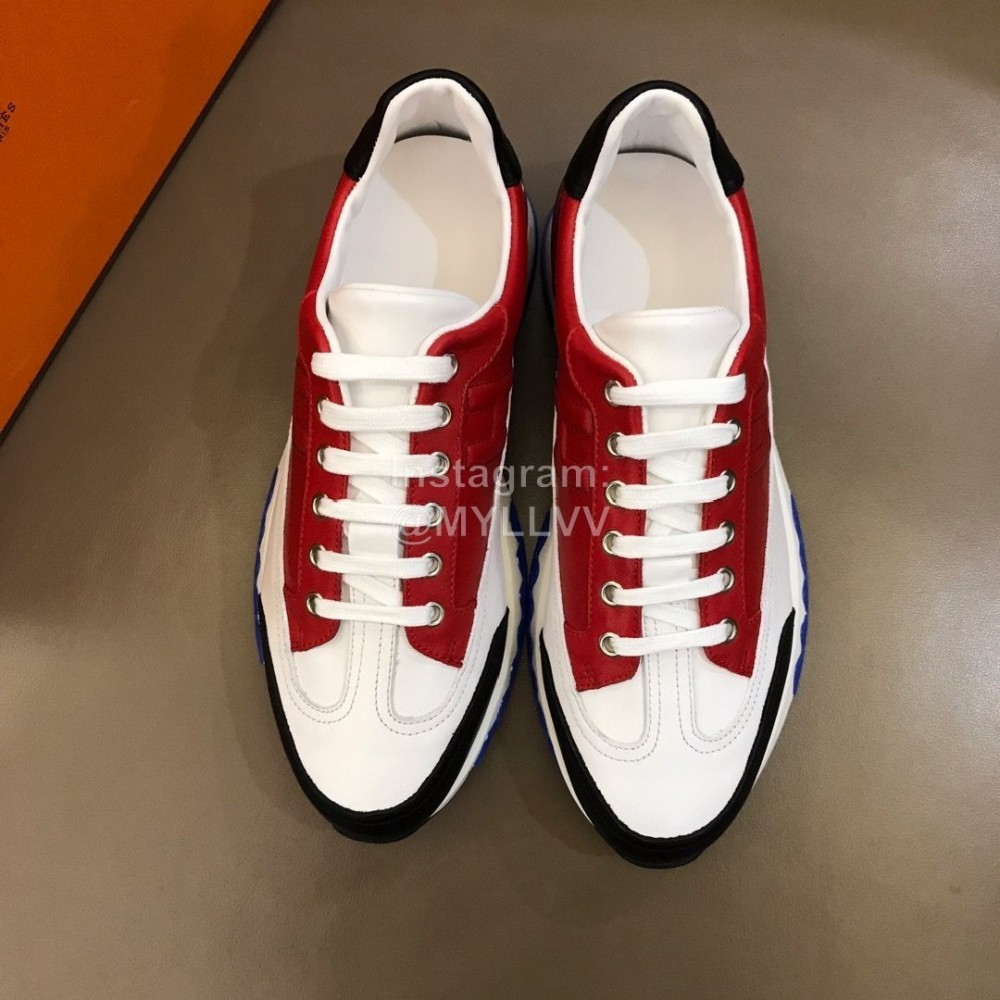 Hermes Summer Leather Casual Sneakers For Men Red