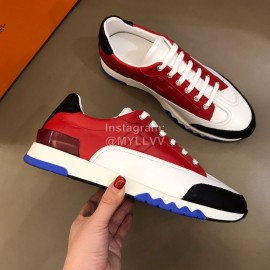 Hermes Summer Leather Casual Sneakers For Men Red