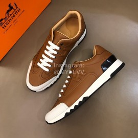 Hermes Summer Leather Casual Sneakers For Men Brown