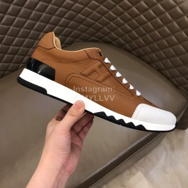 Hermes Summer Leather Casual Sneakers For Men Brown