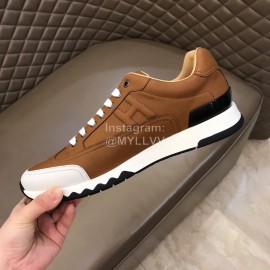Hermes Summer Leather Casual Sneakers For Men Brown