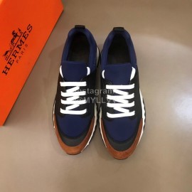 Hermes Summer Navy Leather Casual Sneakers For Men