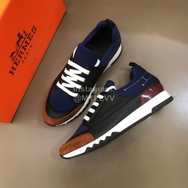 Hermes Summer Navy Leather Casual Sneakers For Men