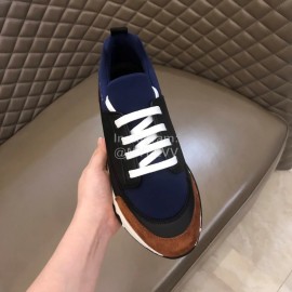 Hermes Summer Navy Leather Casual Sneakers For Men