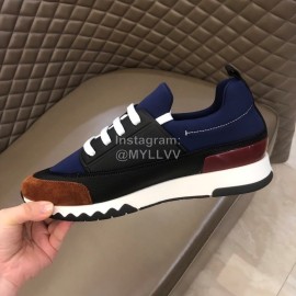 Hermes Summer Navy Leather Casual Sneakers For Men