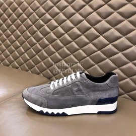 Hermes New Leather Casual Sneakers For Men Gray