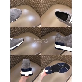 Hermes New Leather Casual Sneakers For Men Gray