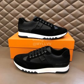 Hermes New Black Leather Casual Sneakers For Men