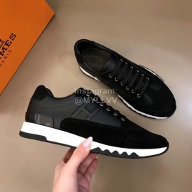 Hermes New Black Leather Casual Sneakers For Men