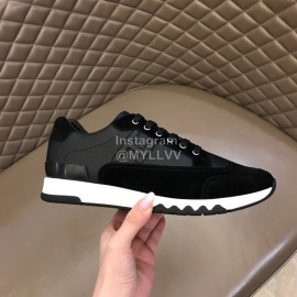 Hermes New Black Leather Casual Sneakers For Men