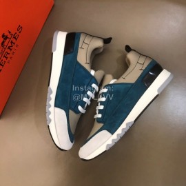 Hermes New Leather Casual Sneakers For Men Blue