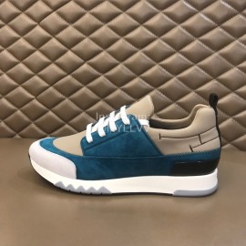 Hermes New Leather Casual Sneakers For Men Blue