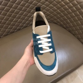 Hermes New Leather Casual Sneakers For Men Blue