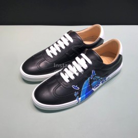 Hermes Black Printed Cowhide Casual Shoes For Men 