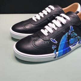 Hermes Black Printed Cowhide Casual Shoes For Men 
