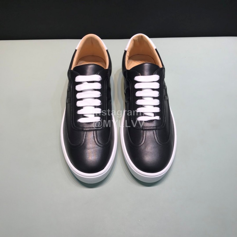 Hermes Casual Cowhide Sneakers For Men Black
