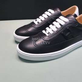 Hermes Casual Cowhide Sneakers For Men Black