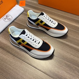Hermes Fashion Cowhide Lace Up Casual Sneakers For Men 