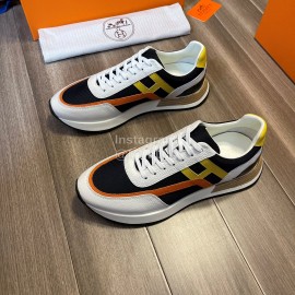 Hermes Fashion Cowhide Lace Up Casual Sneakers For Men 