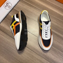 Hermes Fashion Cowhide Lace Up Casual Sneakers For Men 