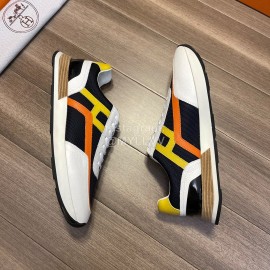 Hermes Fashion Cowhide Lace Up Casual Sneakers For Men 