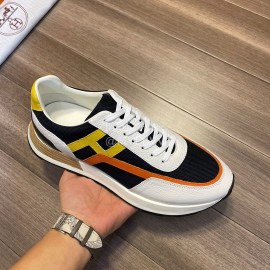 Hermes Fashion Cowhide Lace Up Casual Sneakers For Men 