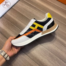 Hermes Fashion Cowhide Lace Up Casual Sneakers For Men 