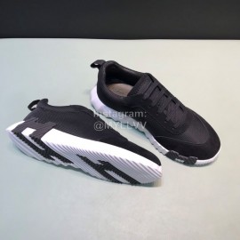 Hermes Canvas Suede Casual Sneakers For Men Black