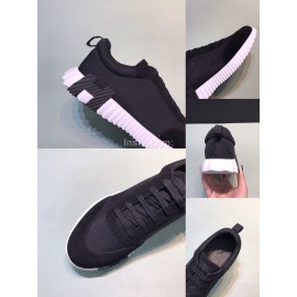 Hermes Canvas Suede Casual Sneakers For Men Black