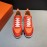 Hermes Canvas Suede Casual Sneakers For Men Orange