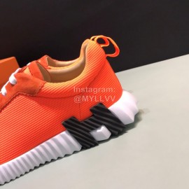 Hermes Canvas Suede Casual Sneakers For Men Orange