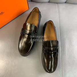 Hermes Fashion Cowhide Casual Scandals Black For Men 