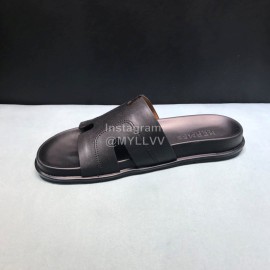 Hermes Fashion Black Cowhide Casual Slippers For Men 
