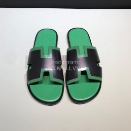 Hermes Fashion Cowhide Casual Slippers For Men Green