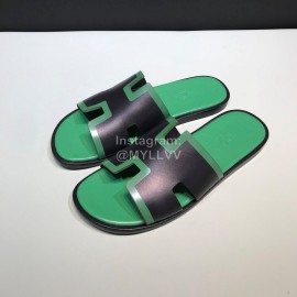 Hermes Fashion Cowhide Casual Slippers For Men Green