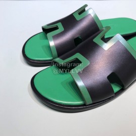 Hermes Fashion Cowhide Casual Slippers For Men Green