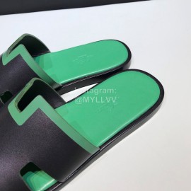 Hermes Fashion Cowhide Casual Slippers For Men Green