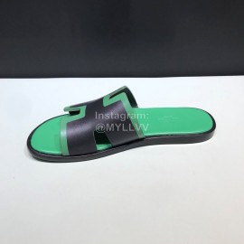 Hermes Fashion Cowhide Casual Slippers For Men Green