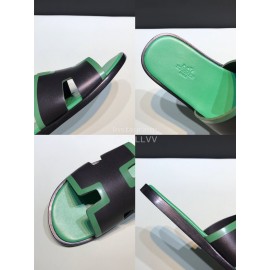 Hermes Fashion Cowhide Casual Slippers For Men Green