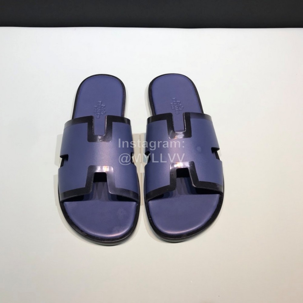 Hermes Fashion Cowhide Casual Slippers For Men Purple