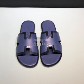 Hermes Fashion Cowhide Casual Slippers For Men Purple