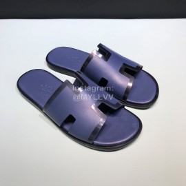 Hermes Fashion Cowhide Casual Slippers For Men Purple