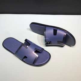 Hermes Fashion Cowhide Casual Slippers For Men Purple