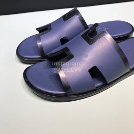 Hermes Fashion Cowhide Casual Slippers For Men Purple