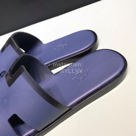 Hermes Fashion Cowhide Casual Slippers For Men Purple