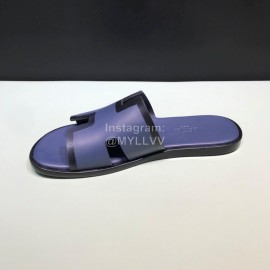 Hermes Fashion Cowhide Casual Slippers For Men Purple