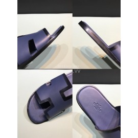 Hermes Fashion Cowhide Casual Slippers For Men Purple